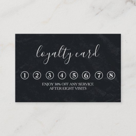 Moderne Minimalistische Black & White Loyalty Card Visitenkarte (Vorderseite)