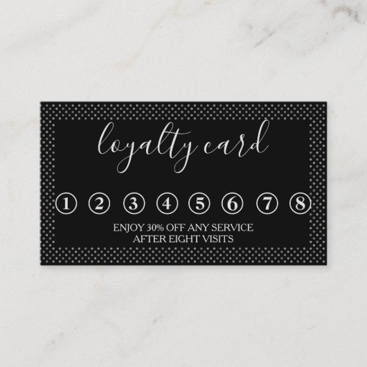 Moderne Minimalistische Black & White Loyalty Card Visitenkarte (Vorderseite)
