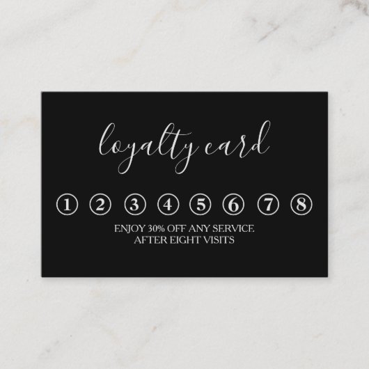 Moderne Minimalistische Black & White Loyalty Card Visitenkarte (Vorderseite)