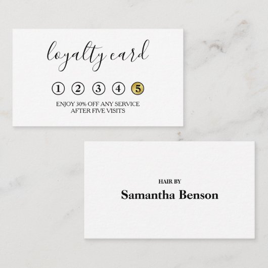 Moderne Minimalistische Black & White Loyalty Card Visitenkarte (Vorne/Hinten)