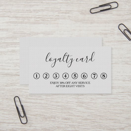 Moderne Minimalistische Black & White Loyalty Card Visitenkarte (Vorderseite/Rückseite Beispiel)