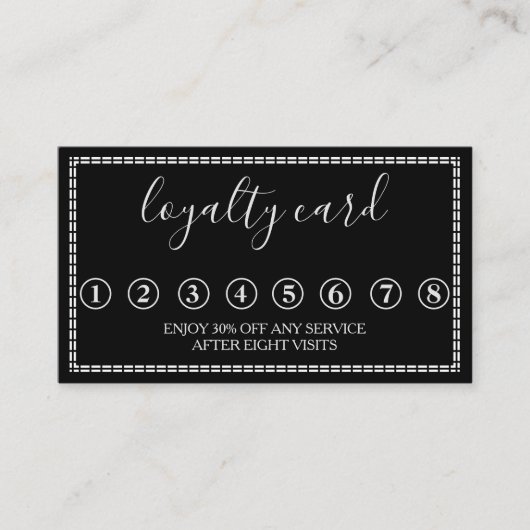 Moderne Minimalistische Black & White Loyalty Card Visitenkarte (Vorderseite)