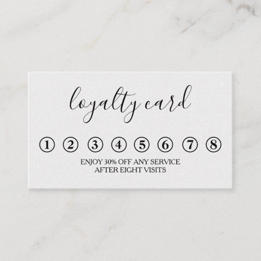 Moderne Minimalistische Black & White Loyalty Card Visitenkarte (Vorderseite)