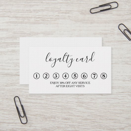 Moderne Minimalistische Black & White Loyalty Card Visitenkarte (Vorderseite/Rückseite Beispiel)
