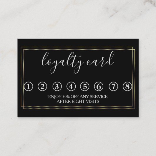 Moderne Minimalistische Black & White Loyalty Card Visitenkarte (Vorderseite)