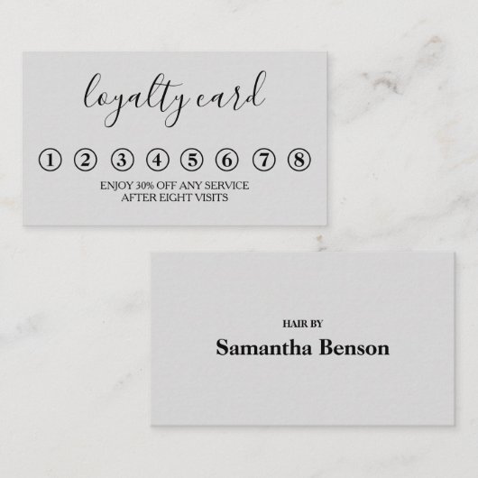 Moderne Minimalistische Black & White Loyalty Card Visitenkarte (Vorne/Hinten)