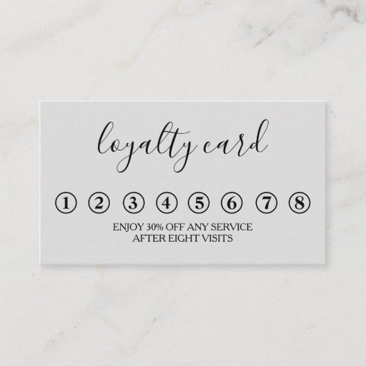 Moderne Minimalistische Black & White Loyalty Card Visitenkarte (Vorderseite)