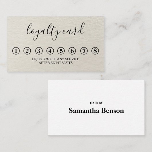 Moderne Minimalistische Black & White Loyalty Card Visitenkarte (Vorne/Hinten)