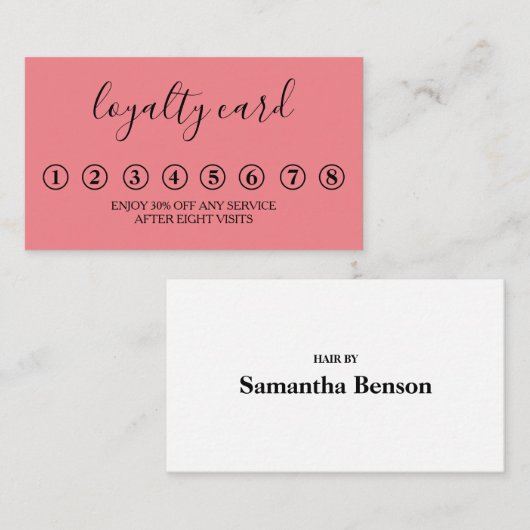 Moderne Minimalistische Black & White Loyalty Card Visitenkarte (Vorne/Hinten)