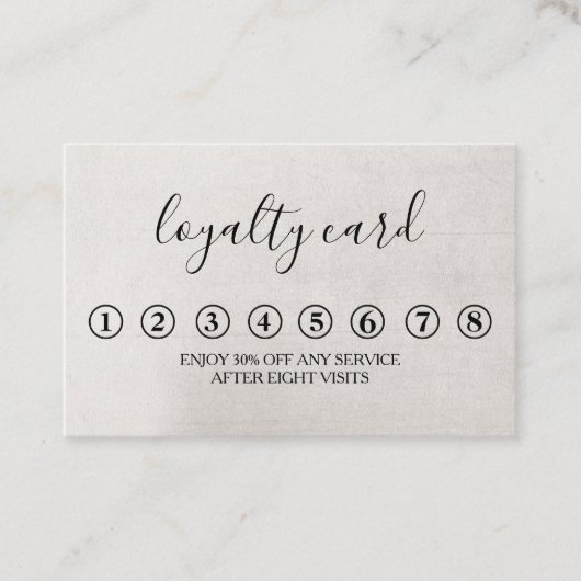 Moderne Minimalistische Black & White Loyalty Card Visitenkarte (Vorderseite)