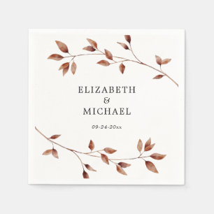 Moderne Minimalistische Blätter Hochzeit im Herbst Serviette