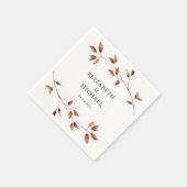 Moderne Minimalistische Blätter Hochzeit im Herbst Serviette (Ecke)