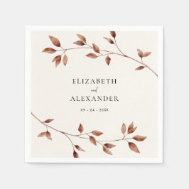 Moderne Minimalistische Blätter Hochzeit im Herbst Serviette