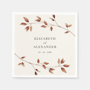 Moderne Minimalistische Blätter Hochzeit im Herbst Serviette