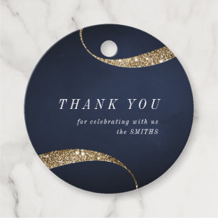 Moderne, minimalistische Blau- und Goldfavoriten Geschenkanhänger