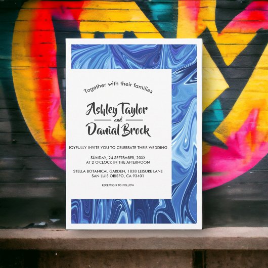 Moderne Minimalistische blaue Abstrakte Kunstkriti Einladung