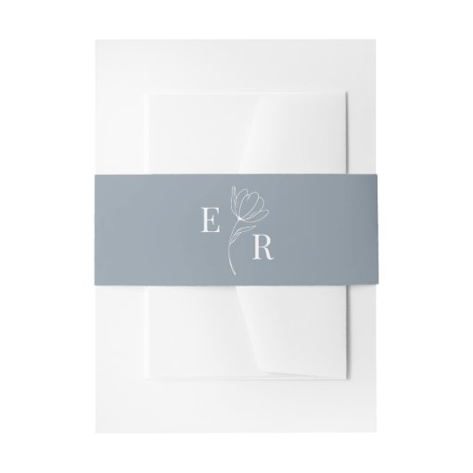 Moderne Minimalistische blaue Floral Monogramm Einladungsbanderole (Vorderseite Beispiel)