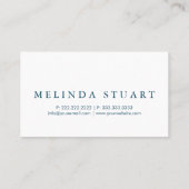 Moderne Minimalistische Blaue Halbpension Visitenkarte (Rückseite)