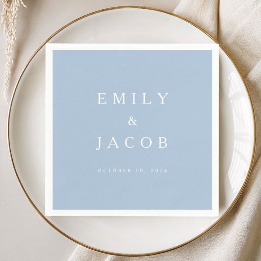 Moderne minimalistische blaue Hochzeit Serviette