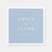 Moderne minimalistische blaue Hochzeit Serviette (Vorderseite)