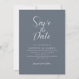 Moderne Minimalistische blaue Hochzeit spart das D Einladung