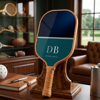 Moderne minimalistische blaue monogrammierte Initi Pickleball Schläger