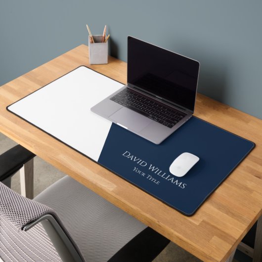 Moderne Minimalistische blaue Navy White Custom Schreibtischunterlage (Büro 2)