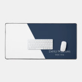 Moderne Minimalistische blaue Navy White Custom Schreibtischunterlage (Tastatur & Maus)