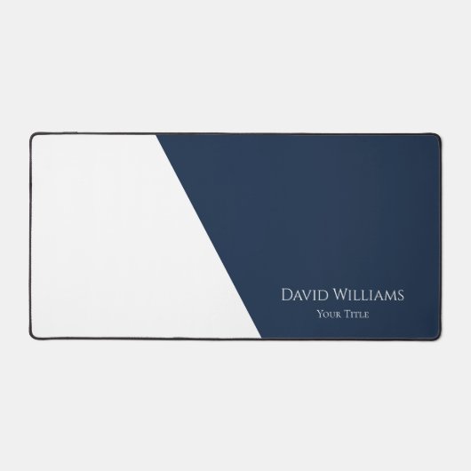 Moderne Minimalistische blaue Navy White Custom Schreibtischunterlage (Vorderseite)