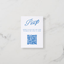 Moderne minimalistische blaue QR-Code-Hochzeit
