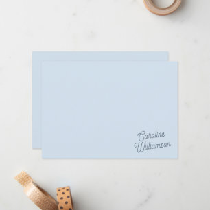 Moderne minimalistische blaue Schrift personalisie Mitteilungskarte