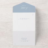 Moderne Minimalistische, blaue Skripthochzeit All In One Einladung (Außenbereich)