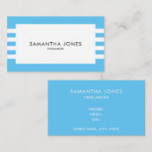 Moderne Minimalistische Blaue Streifen Freelancer Visitenkarte (Vorne/Hinten)