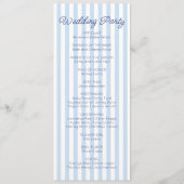 Moderne Minimalistische Blaue Streifen Hochzeit Programm (Rückseite)