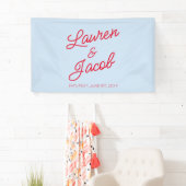 Moderne Minimalistische Blaue und Rote Hochzeit Banner (Insitu)