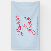 Moderne Minimalistische Blaue und Rote Hochzeit Banner (Vertikal)