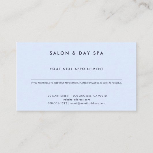 Moderne Minimalistische Blauen Linen und hellblaue Terminkarte (Rückseite)