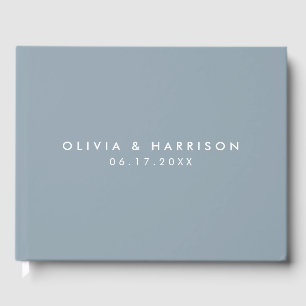 Moderne Minimalistische Blauer Hochzeit Gästebuch