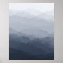 Moderne Minimalistische Blaugebirge Abstrakt