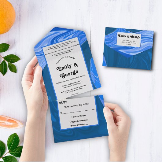 Moderne Minimalistische Blauwellen für Abstrakte H All In One Einladung