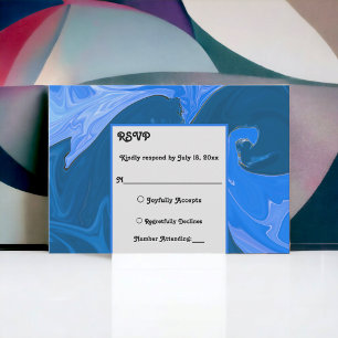 Moderne Minimalistische Blauwellen für Abstrakte H RSVP Karte