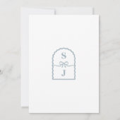 Moderne Minimalistische Blue Bows & Ribbons Hochze Einladung (Rückseite)