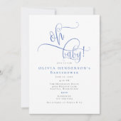 Moderne Minimalistische Blue Calligraphy Baby-Dusc Einladung (Vorderseite)