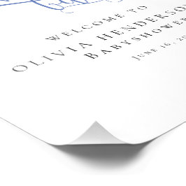 Moderne Minimalistische Blue Calligraphy Baby-Dusc Fotodruck