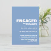Moderne Minimalistische Blue Engagement Party Einladung (Stehend Vorderseite)