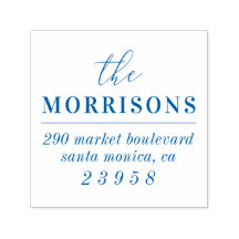 Moderne Minimalistische Blue Family Name Rücksende