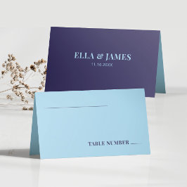 Moderne Minimalistische Blue Folded Wedding Tischn Platzkarte