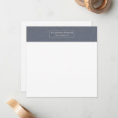 Moderne Minimalistische Blue Linen und Ivory Note Mitteilungskarte (Vorderseite/Rückseite Beispiel)