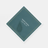 Moderne Minimalistische Blue Palm Leaf Monogram We Serviette (Ecke)