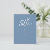 Moderne Minimalistische Blue Tischnummer Card (Stehend Vorderseite)